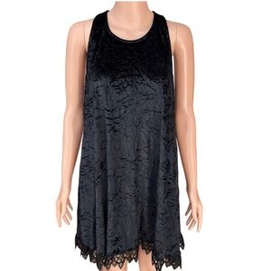 Sleeveless Black Velvet Mini Dress